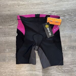 Skins Womens Sz S Triathlon Tri400 Compression Shorts Black/Pink New